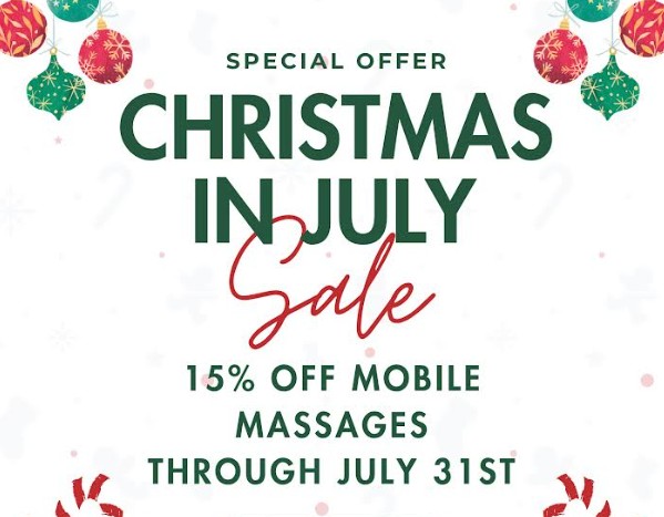 christmas in july mobile massage special offer