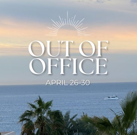pampered spirit is out of the office from april 26 to april 30, 2026